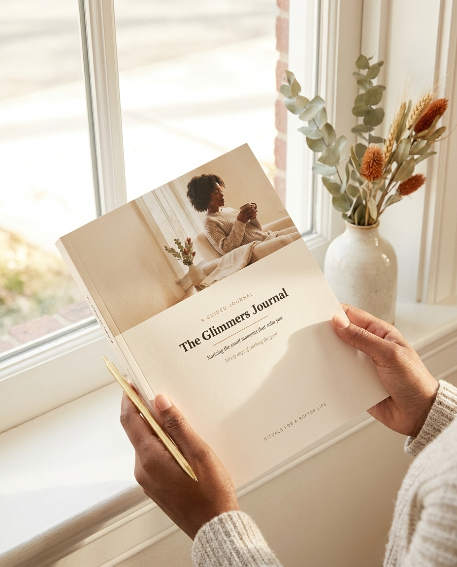 The Glimmers Journal held in hand — lifestyle